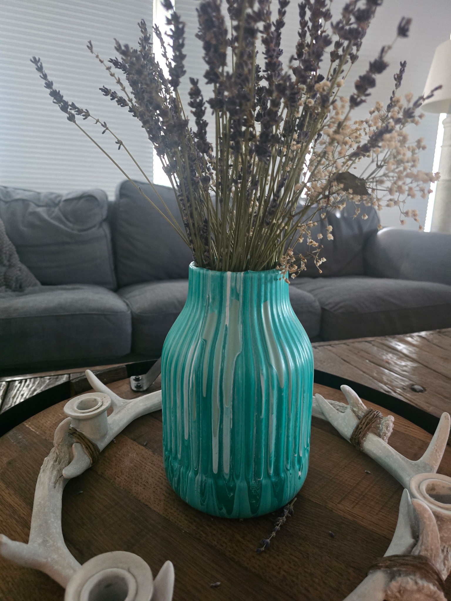 Teal Drip Vase